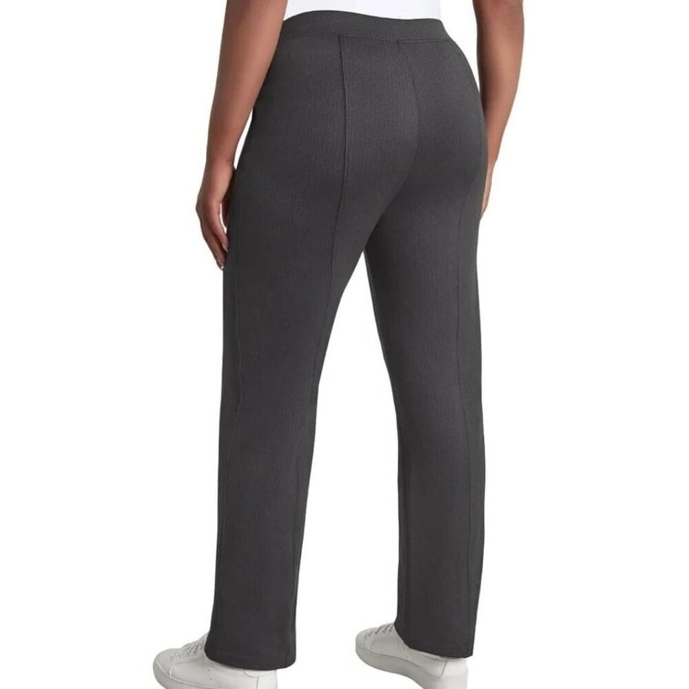 New Mondetta L High-Rise Pull-on Herringbone Straight Leg Stretch Wicking Pants - Picture 4 of 6